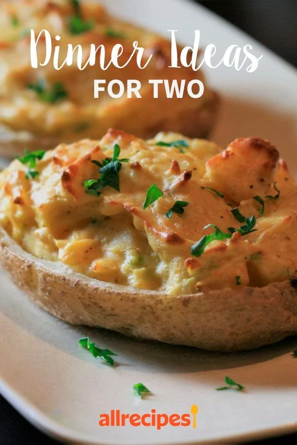 19 tasty dinner ideas for two served on a dining table.
