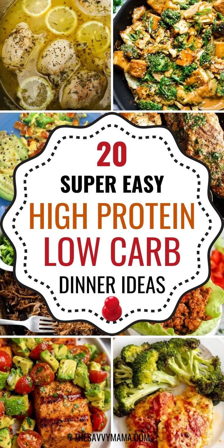 High protein low carb dinner ideas featuring healthy recipes on a plate.