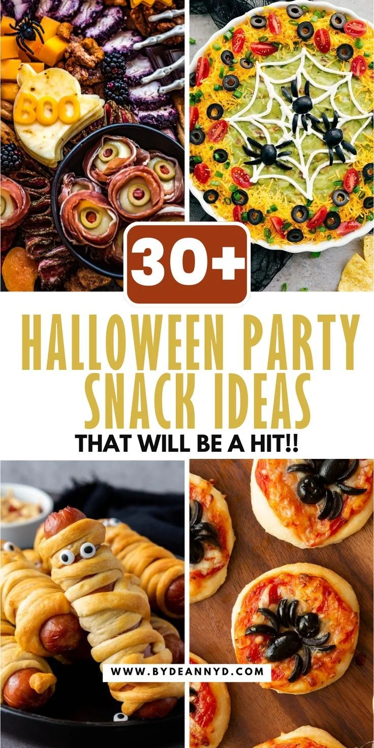 Attractive display of spooky cute Halloween party snacks for festive gatherings.