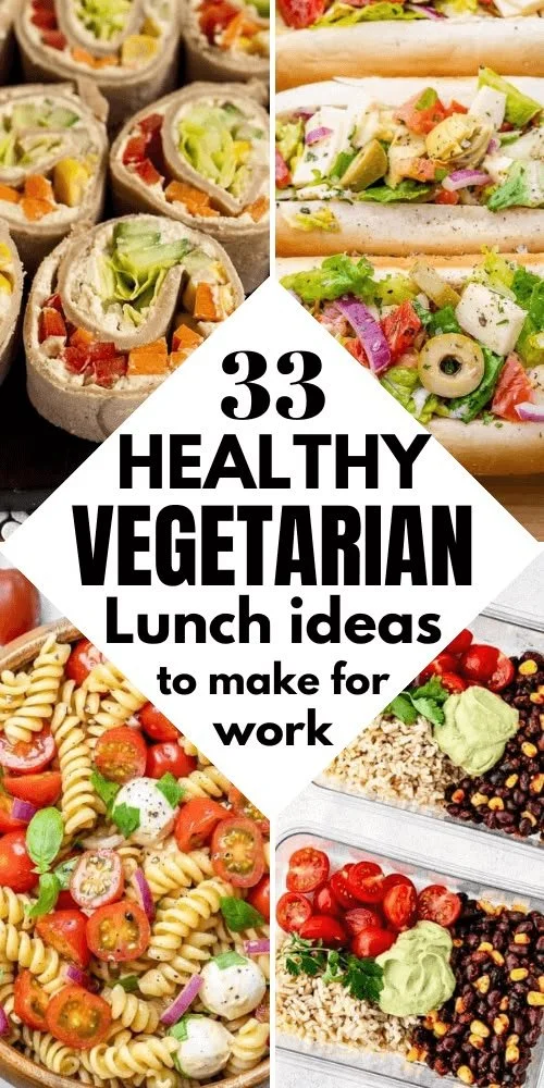 Healthy vegetarian lunch ideas for work with easy recipes and cold options.
