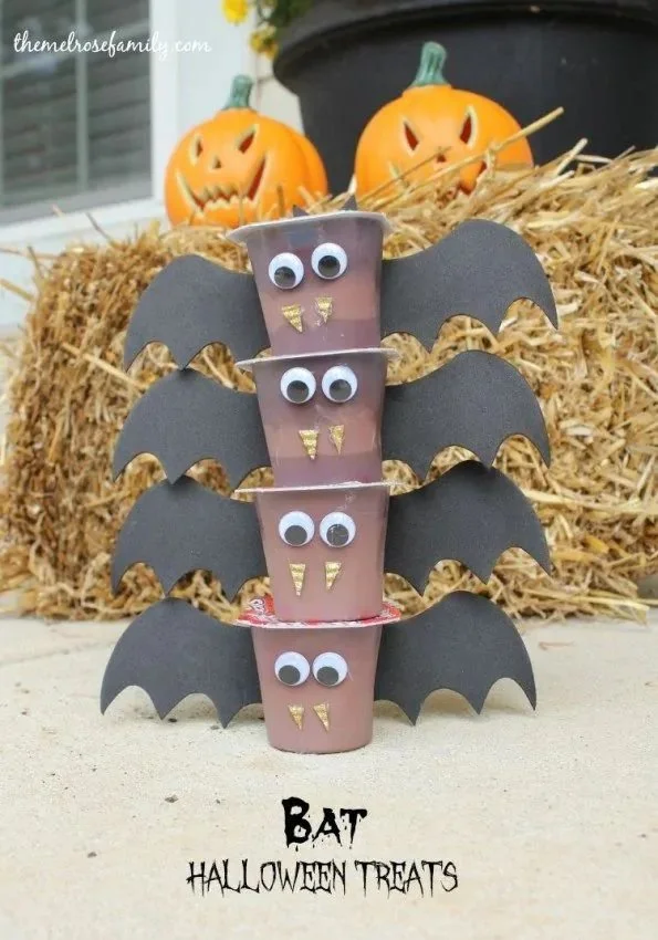 Spooky bat-shaped Halloween treats decorated for a festive celebration.