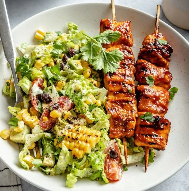 BBQ Chicken Skewer Salad