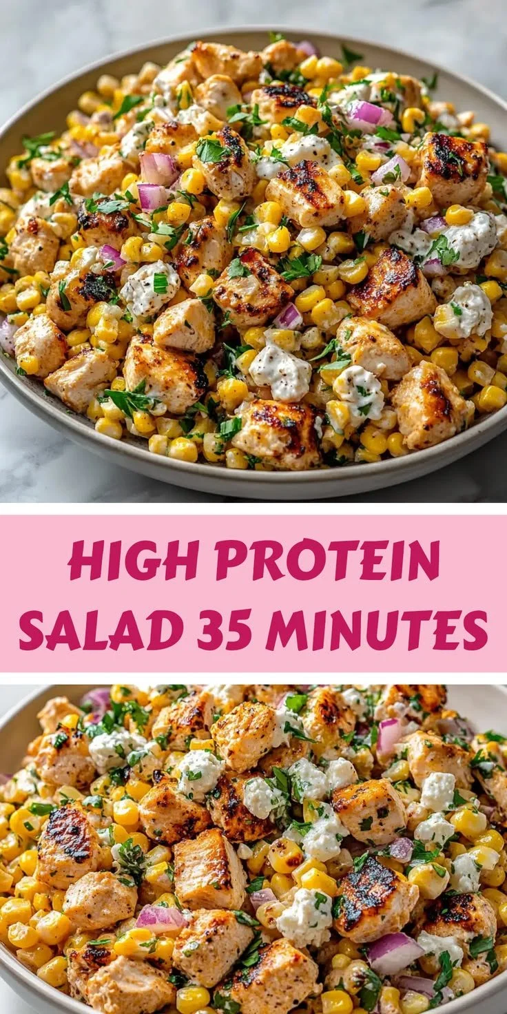 High protein salad with colorful vegetables and protein-rich toppings