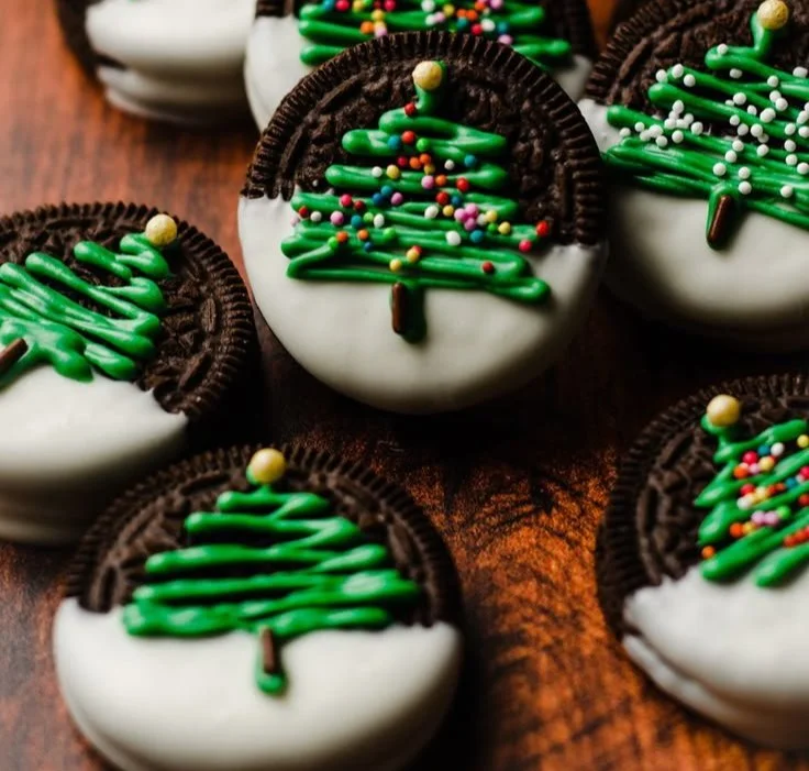 Delicious Christmas Oreos decorated for the holiday season