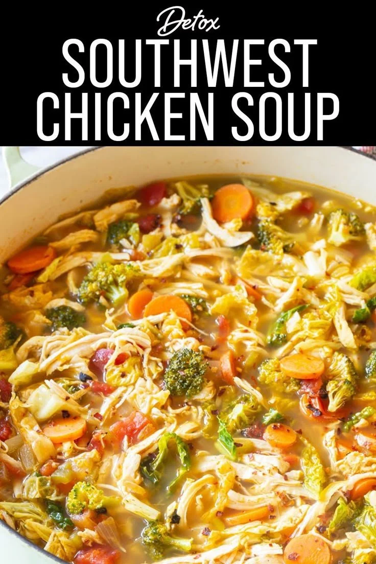 Detox Southwest Chicken Soup recipe video showcasing a flavorful bowl
