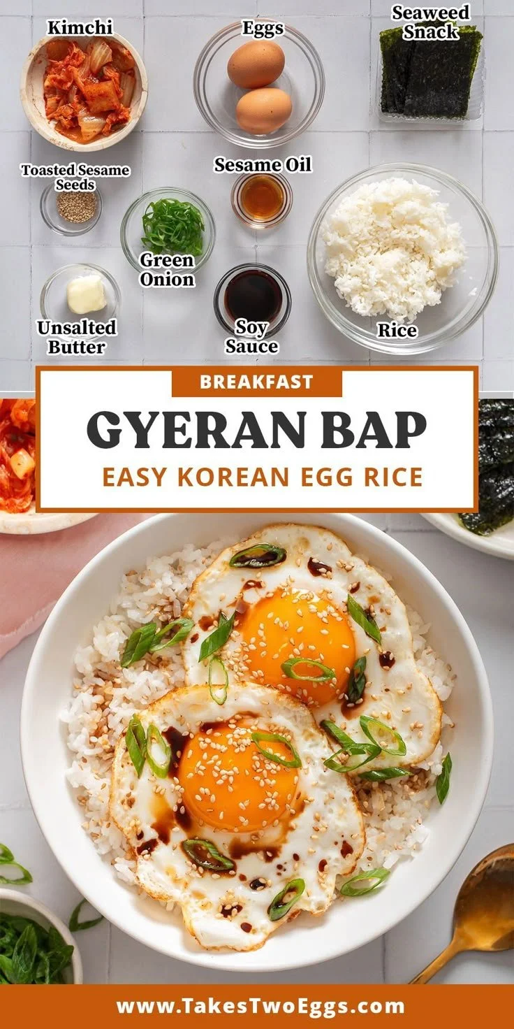 Easy Gyeran Bap recipe with rice and eggs, a delicious Korean dish.