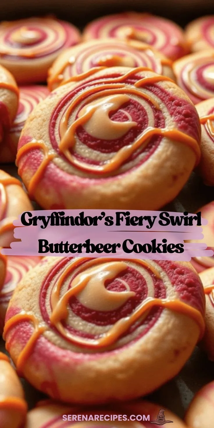 Gryffindor’s fiery swirl butterbeer cookies on a decorative plate