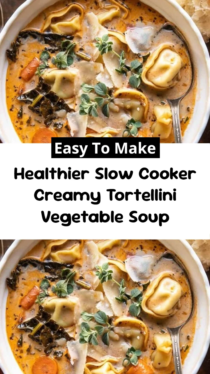 Healthier Slow Cooker Creamy Tortellini Vegetable Soup
