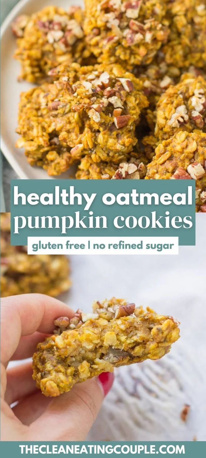 Healthy oatmeal pumpkin cookies, gluten-free and no refined sugar