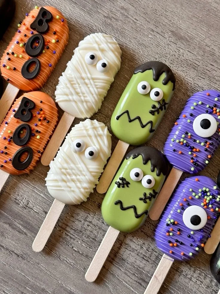 Helloween ice cream featuring spooky toppings and vibrant colors for Halloween