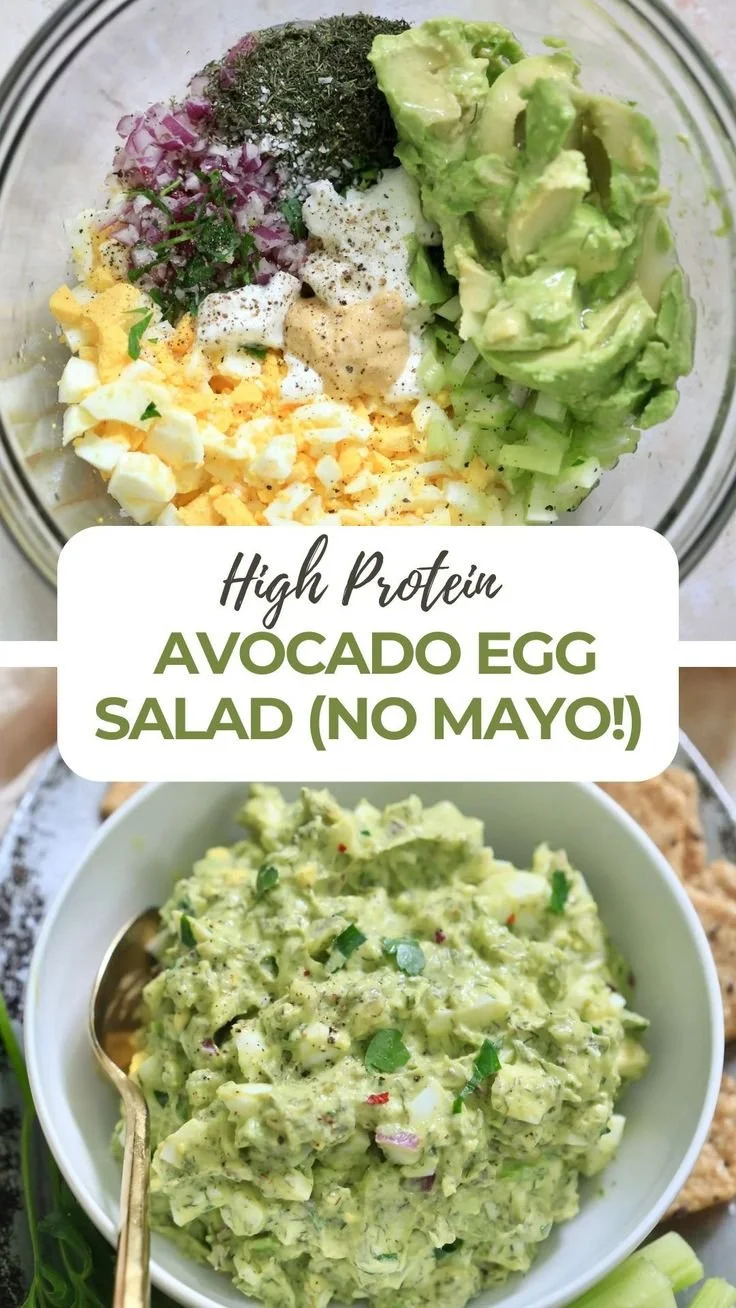 High protein avocado egg salad recipe without mayo, healthy and delicious dish