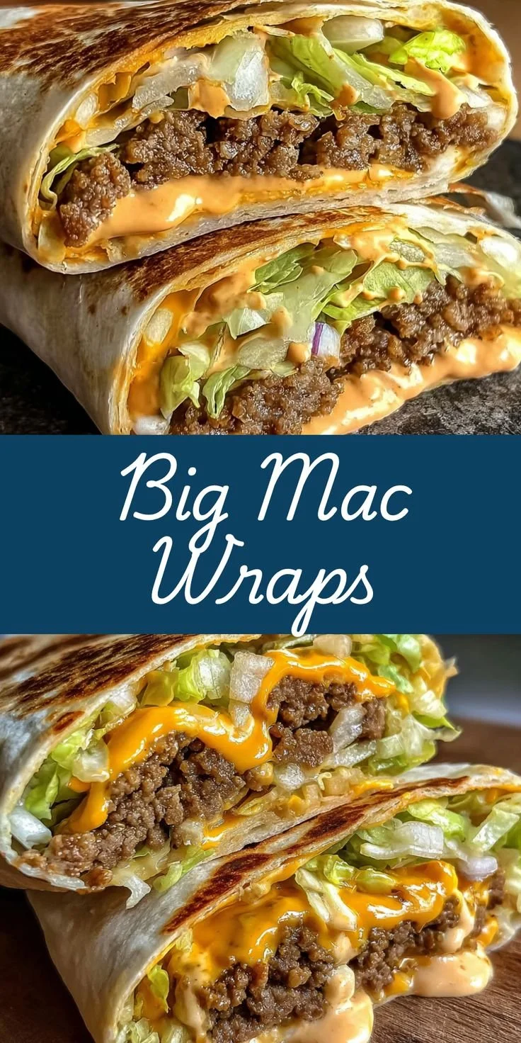 Homemade Big Mac Wraps with Special Sauce and Crispy Beef on a Plate