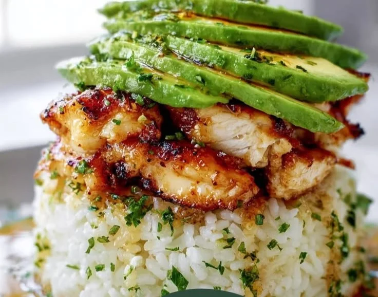 Honey Lime Chicken Avocado Rice Stack: Fresh & Flavorful Meal