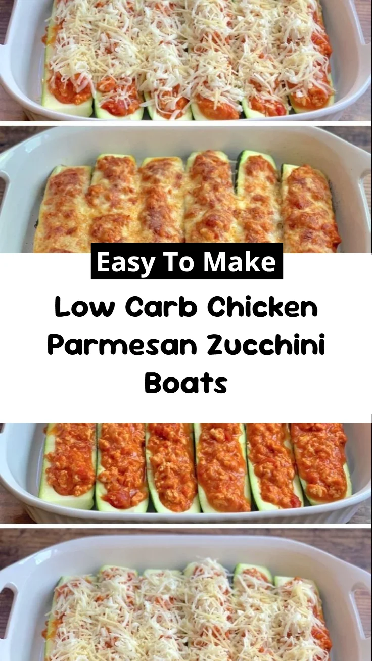 Low Carb Chicken Parmesan Zucchini Boats