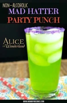 Mad Hatter Party Punch in a whimsical serving bowl