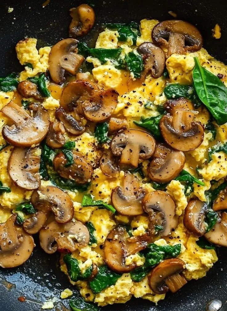 Mushroom Spinach Scrambled Eggs