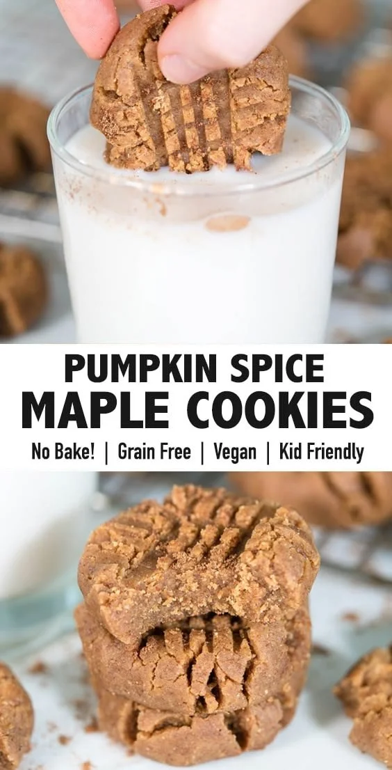 No bake pumpkin spice cookies arranged on a plate as a delicious dessert
