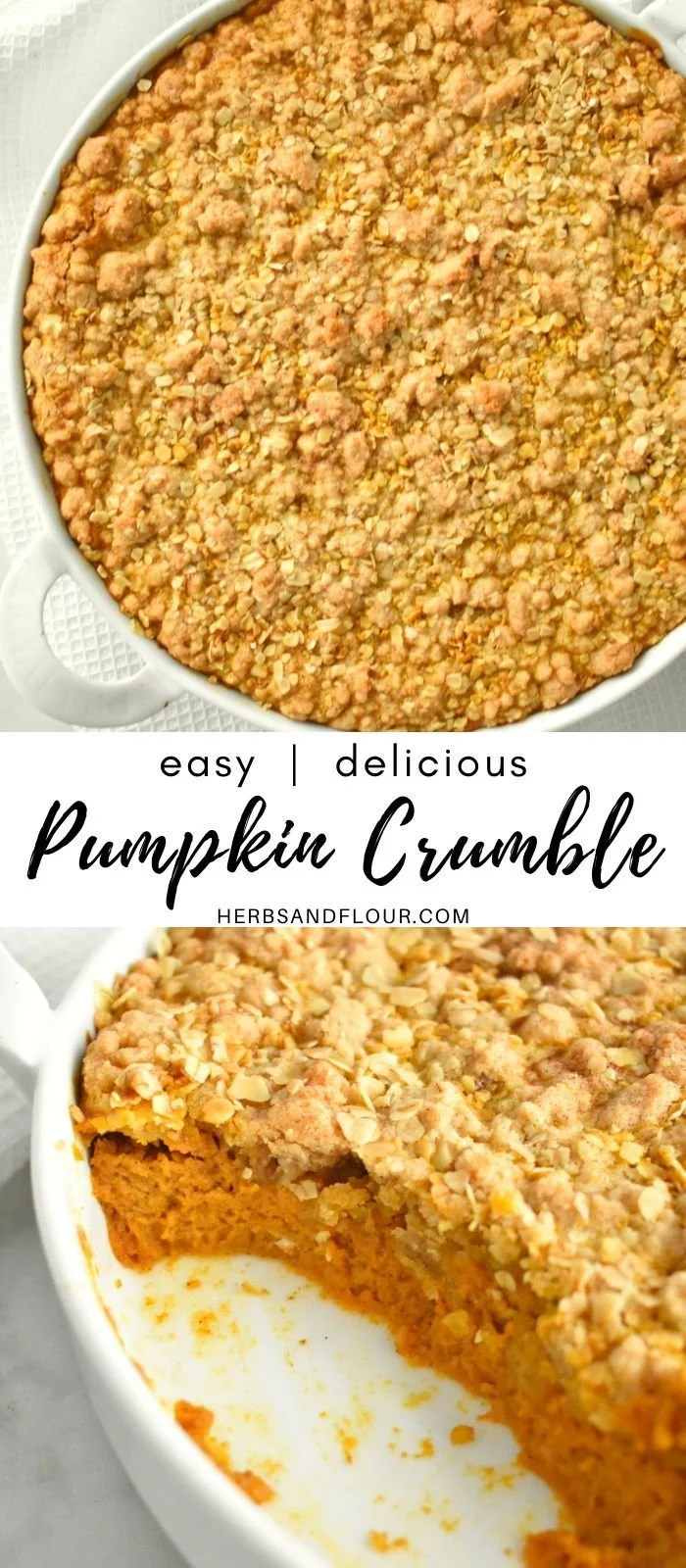 Delicious Pumpkin Crumble dessert served in a rustic dish