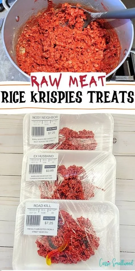 Raw meat Rice Krispies Halloween treats for pets