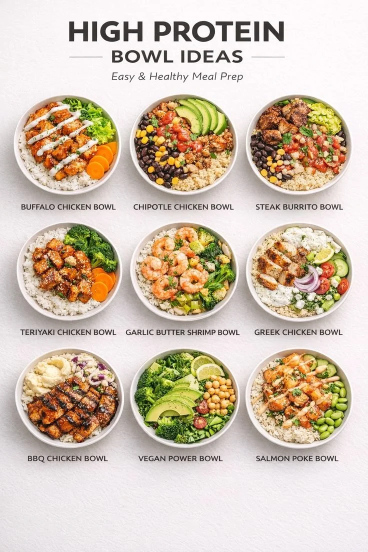 Healthy and colorful quick meal bowls filled with nutritious ingredients