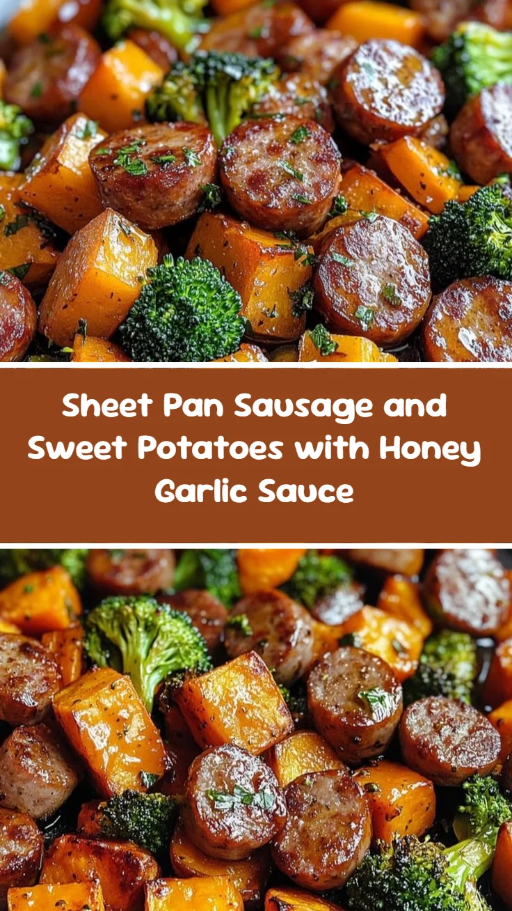 Sheet Pan Sausage and Sweet Potatoes with Honey Garlic Sauce