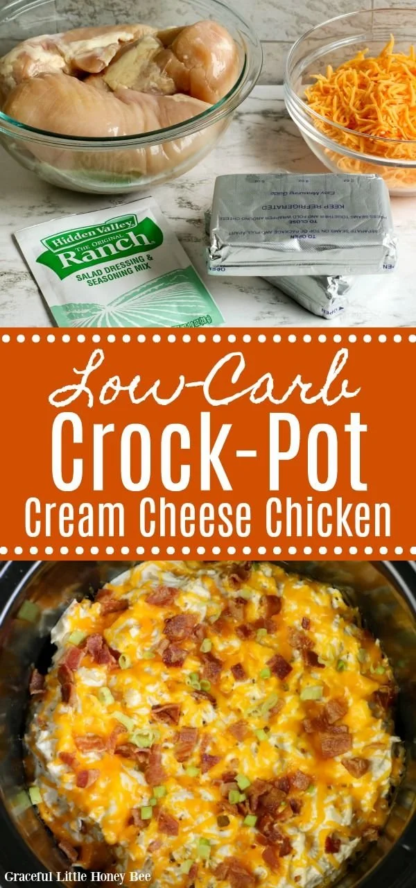 Slow cooker cream cheese chicken with bacon and ranch on a plate