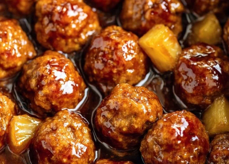 Delicious slow cooker teriyaki meatballs served in a bowl with sauce