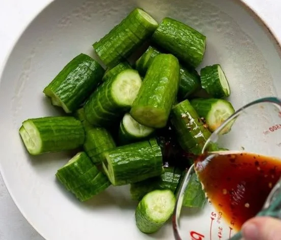 Spicy Cucumber Salad with fresh veggies and a tangy dressing