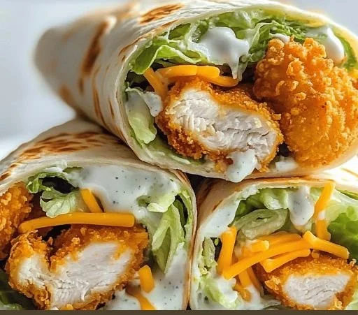 Delicious Tasty Crispy Chicken Ranch Snack Wrap ready to enjoy
