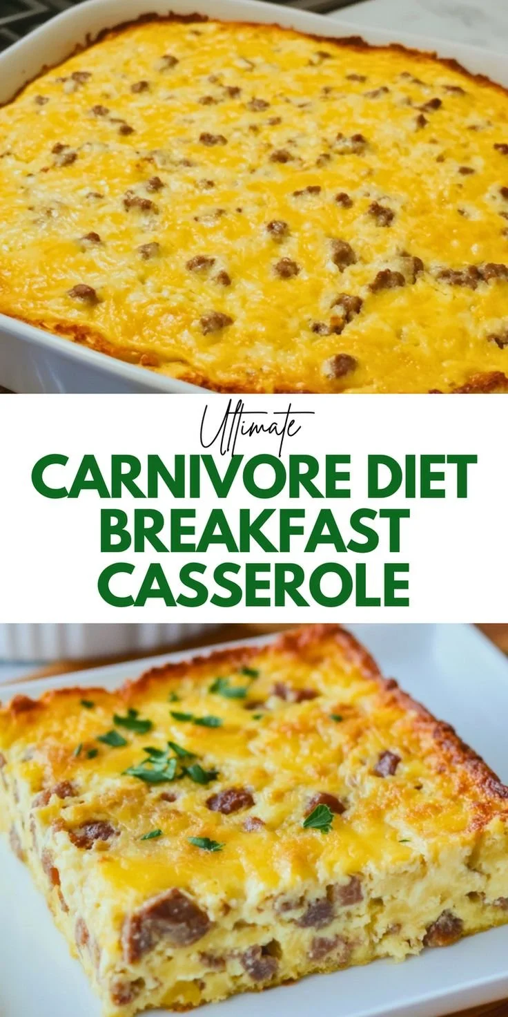 Ultimate carnivore diet breakfast casserole with eggs and meat
