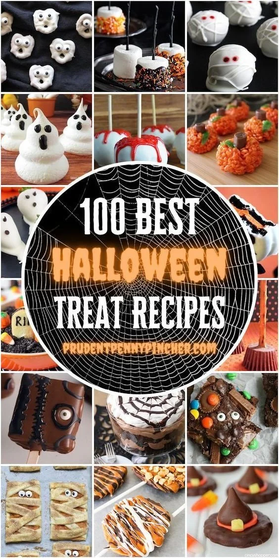 A collection of 100 Halloween treats recipes for spooky celebrations