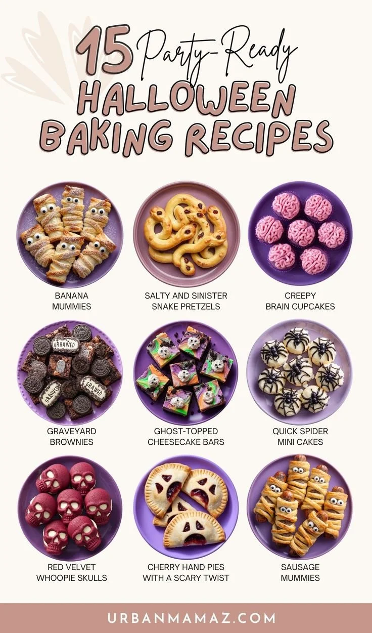Spooky Halloween treats and baked goods ready for a Halloween celebration