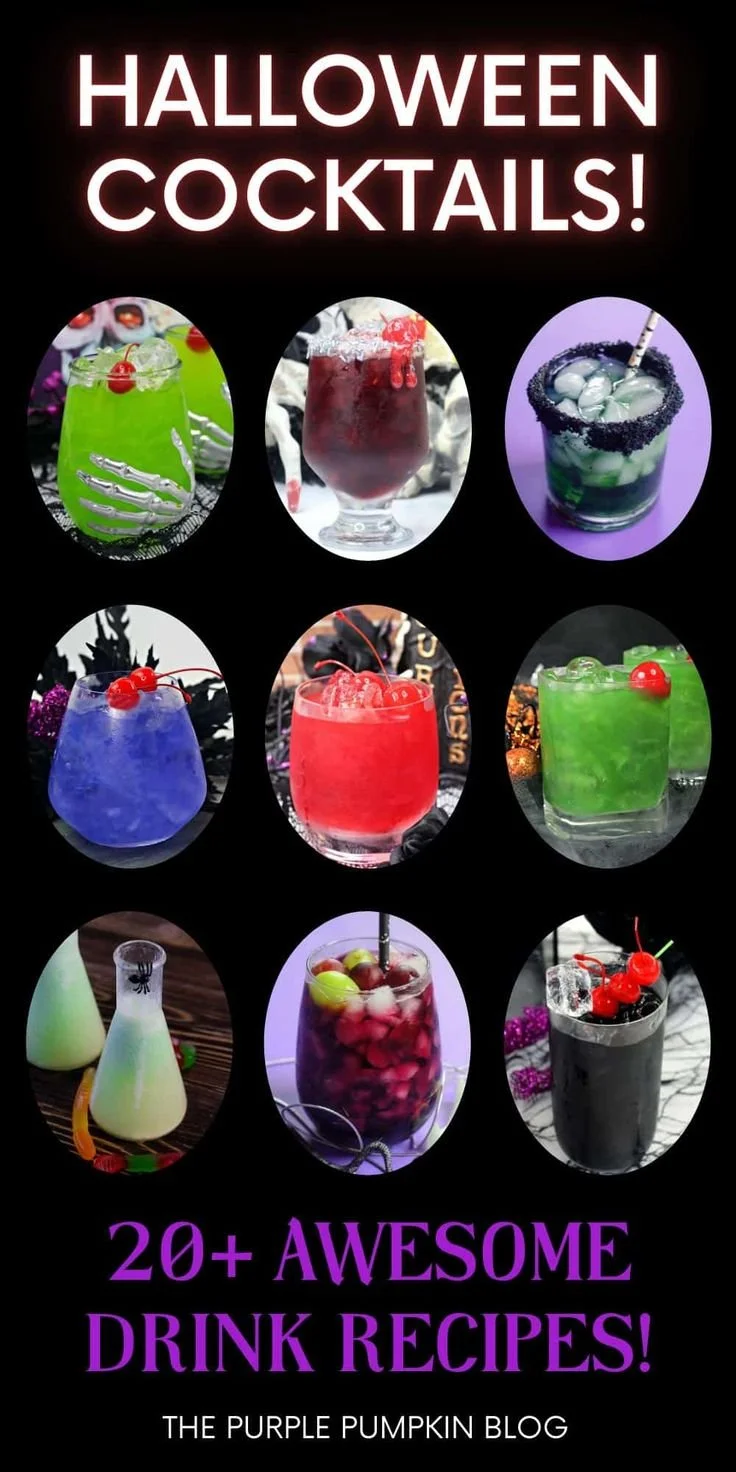 A variety of spooky Halloween cocktails for festive parties and gatherings.