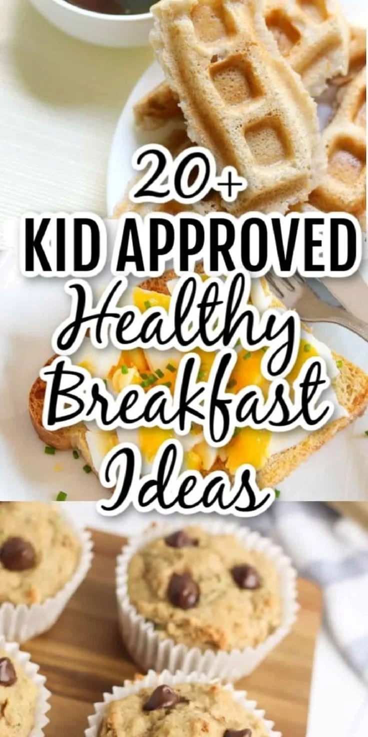 A variety of healthy breakfast ideas for picky eaters and kids in colorful plates.