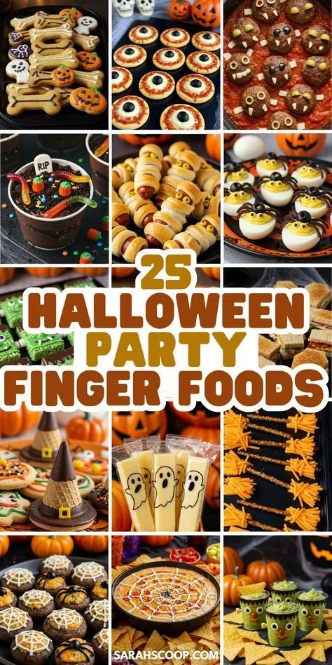 Assortment of Halloween party finger foods for festive gatherings