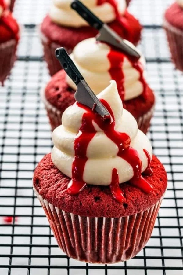 A collection of Halloween desserts featuring spooky treats and festive decorations.