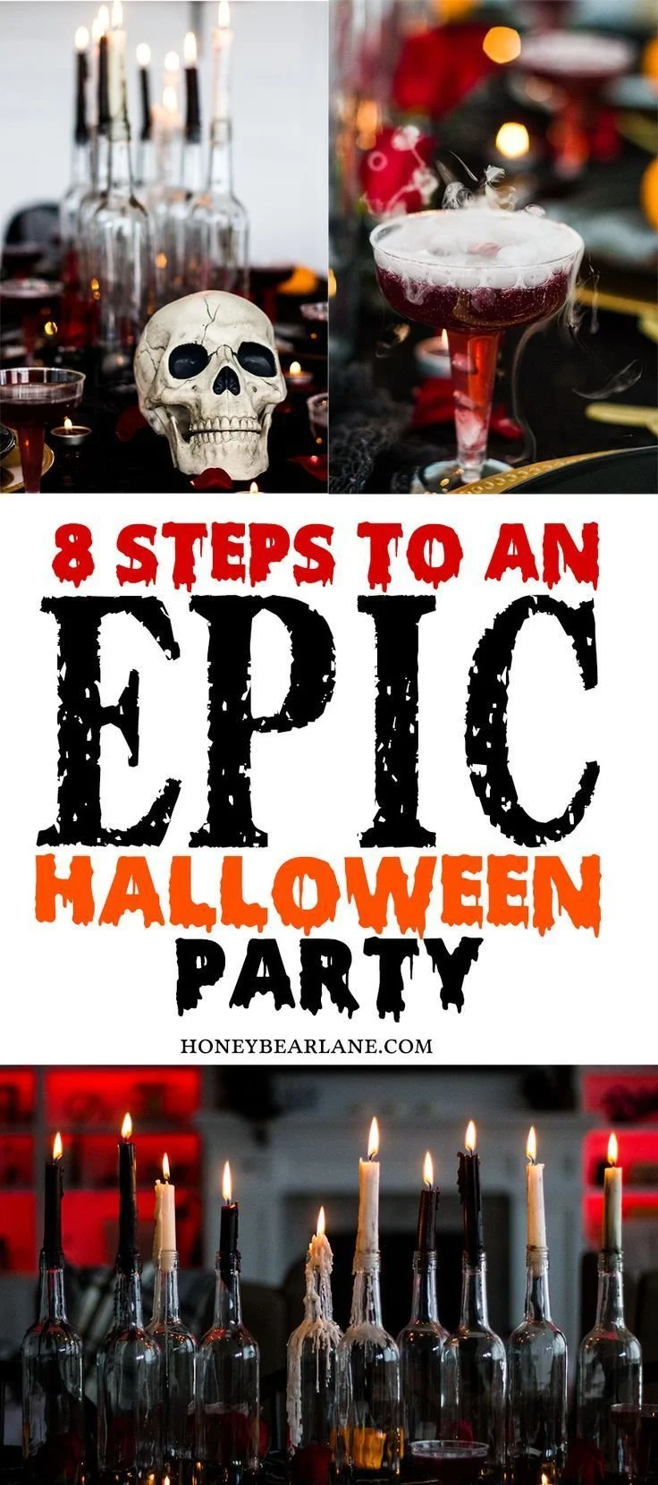 Decorative setup for an epic Halloween party with spooky elements