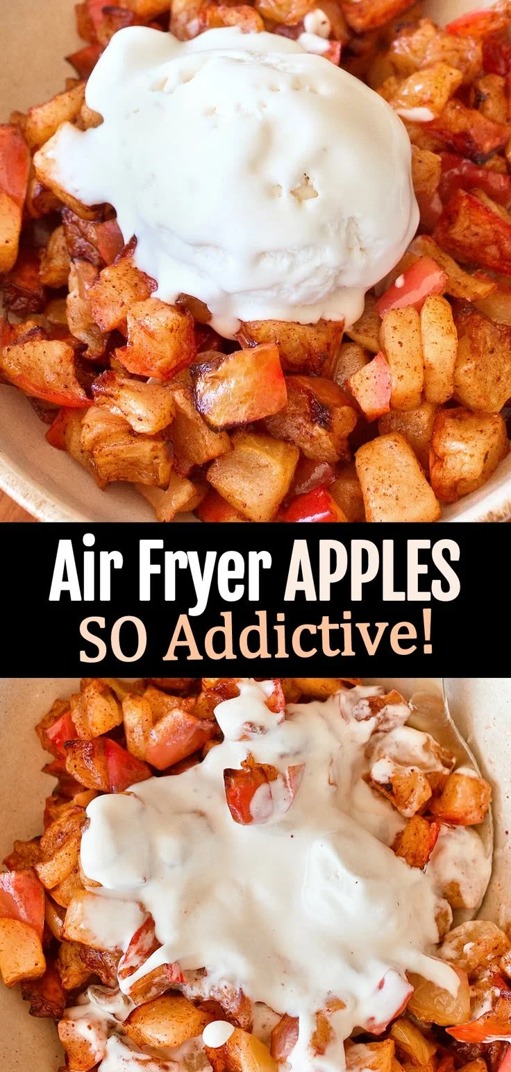 Delicious air fryer baked apples ready to enjoy as a healthy dessert or snack