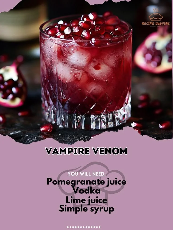 Vampire Venom cocktail in a spooky setting perfect for Halloween celebrations