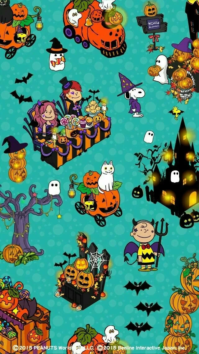 Charlie Brown Halloween wallpaper featuring Snoopy and Peanuts characters for devices.