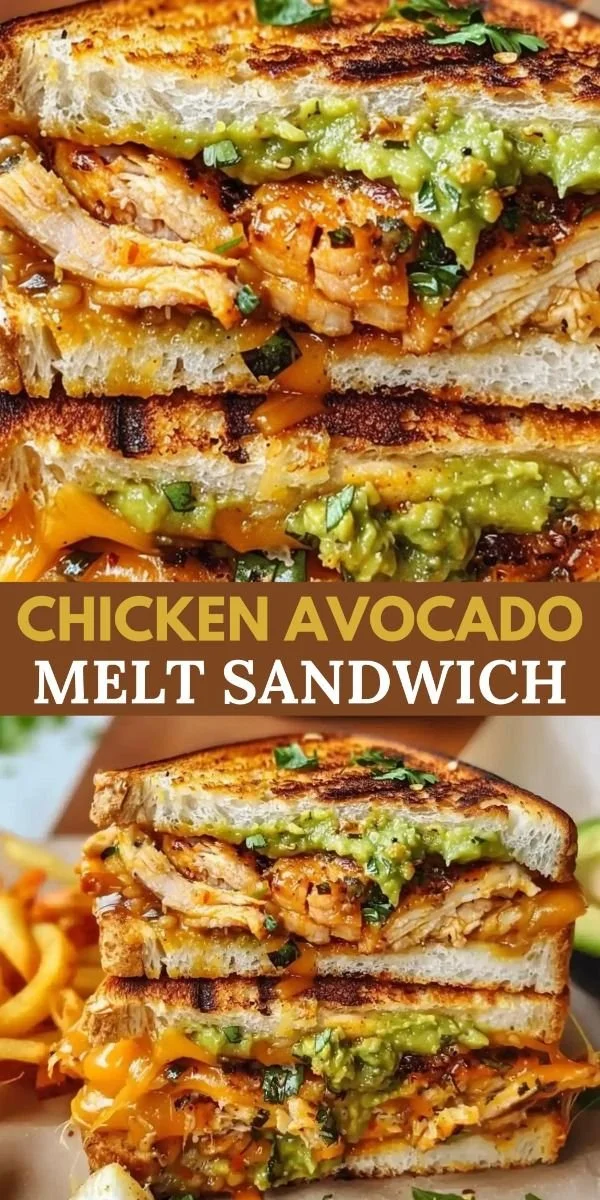 Delicious Chicken Avocado Melt Sandwich with tender chicken and creamy avocado