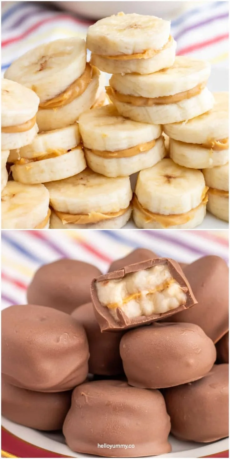 Chocolate Banana Peanut Butter Bites frozen snack in a bowl