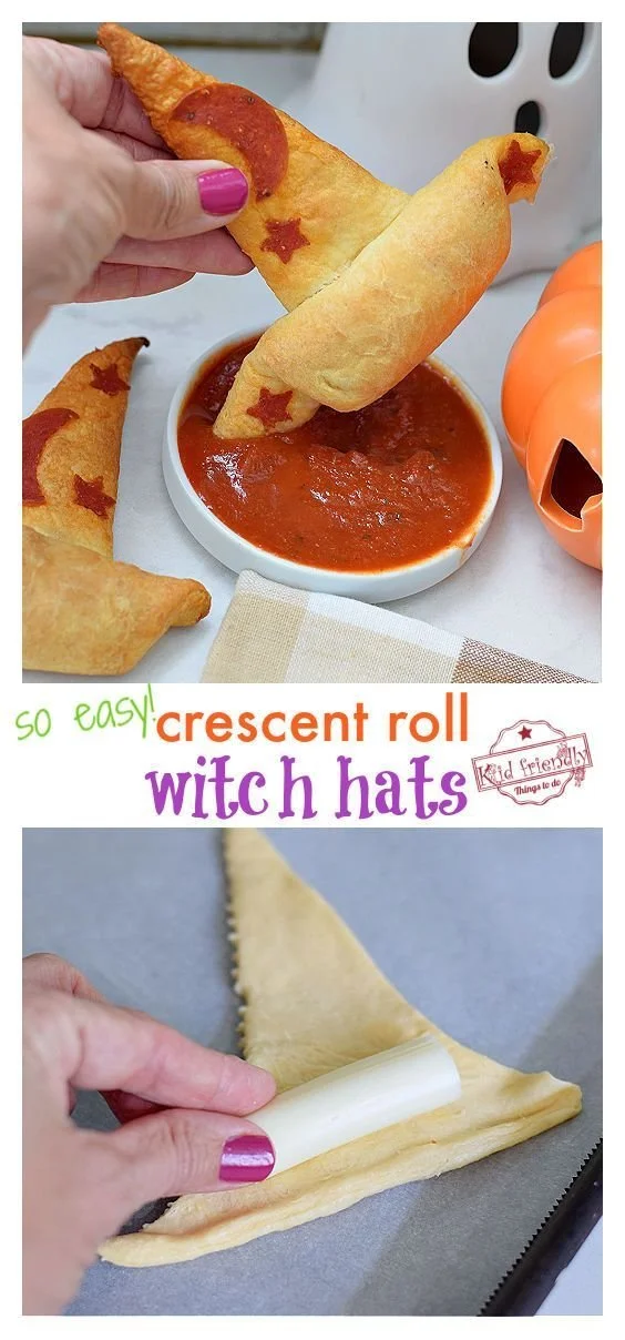 Crescent Roll Witch Hats for Halloween - easy and kid-friendly recipe