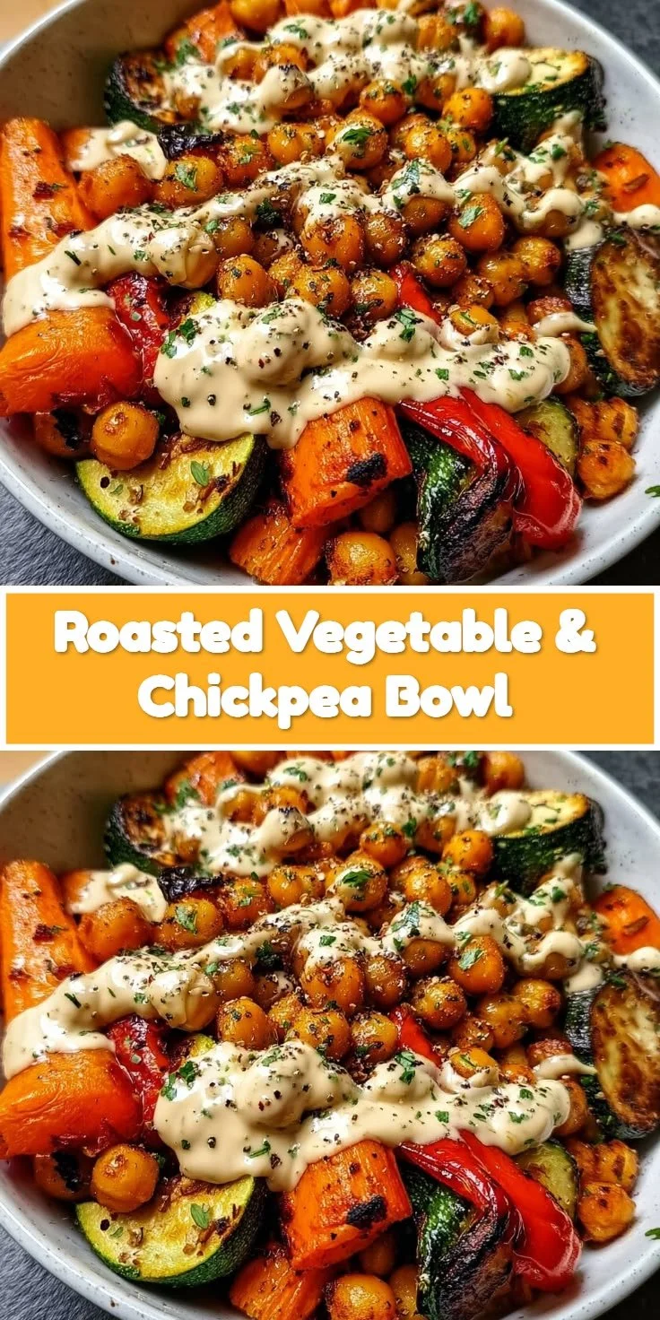 Delicious roasted vegetable and chickpea bowl recipe for healthy eating