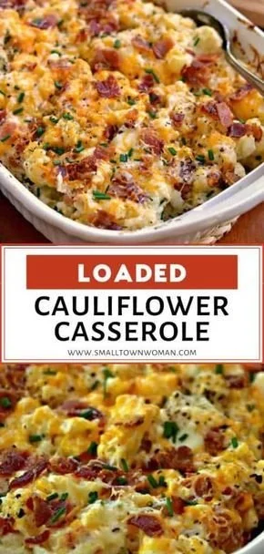 Deliciously cheesy loaded cauliflower casserole for a keto-friendly meal