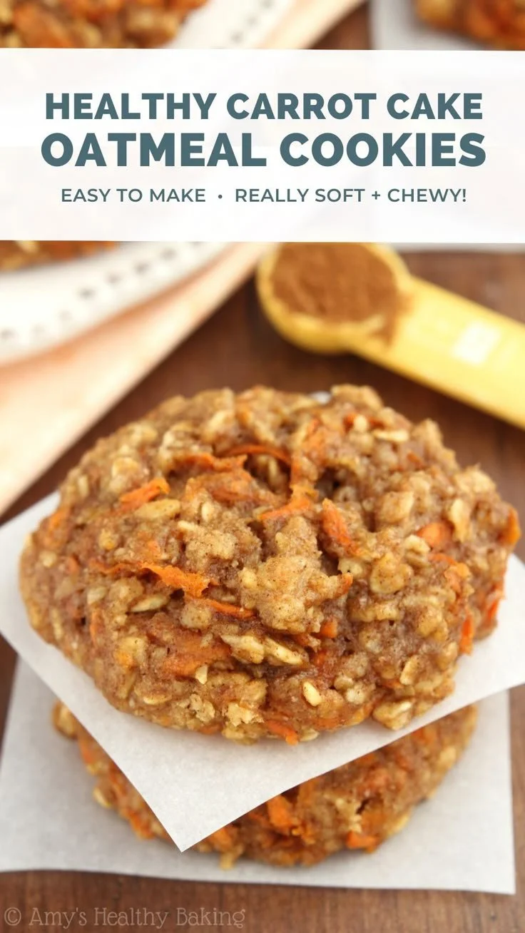 Delicious homemade carrot cake oatmeal cookies on a cooling rack