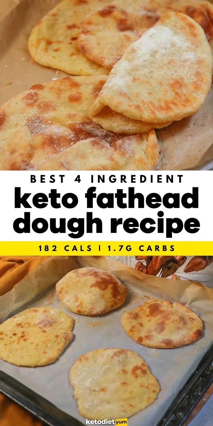 Homemade Fathead dough made with four simple ingredients for keto recipes.