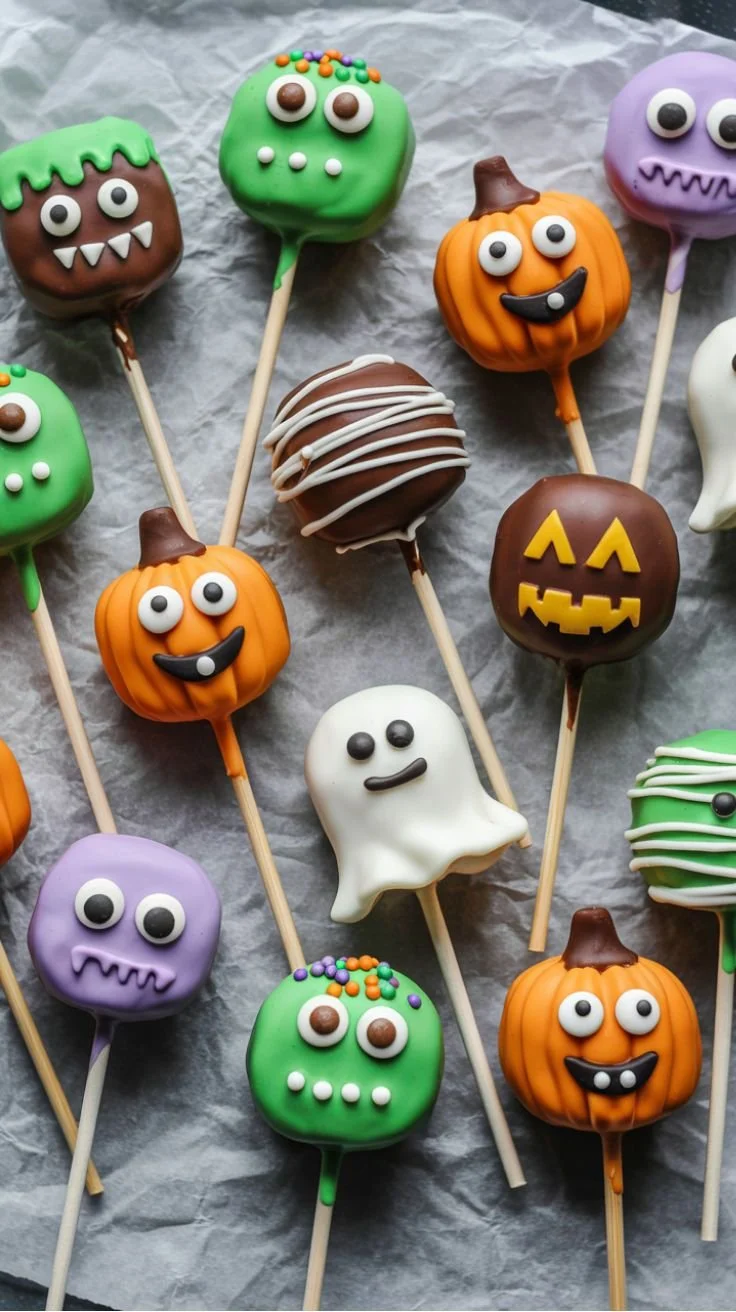 Easy Halloween cake pops decorated for spooky celebrations