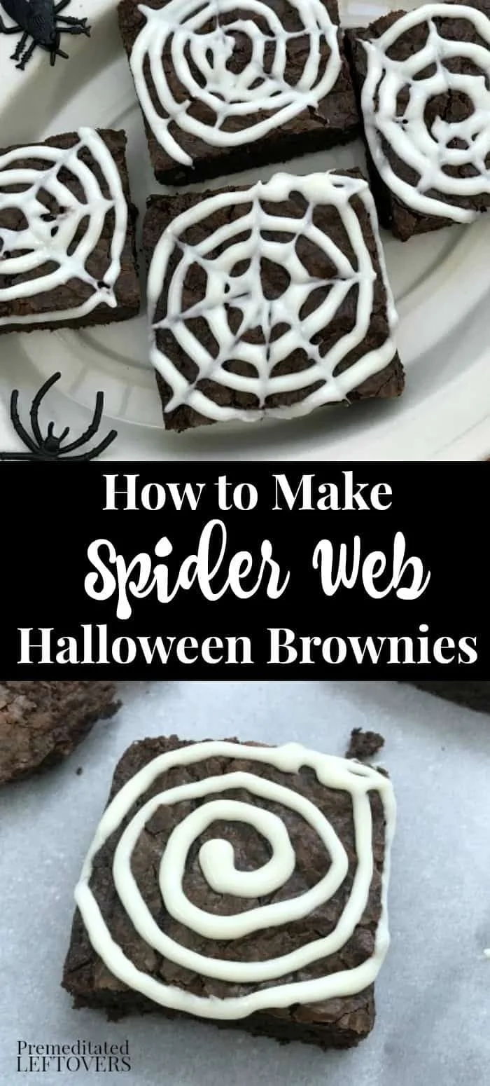 Delicious Halloween spider brownies decorated with spider webs