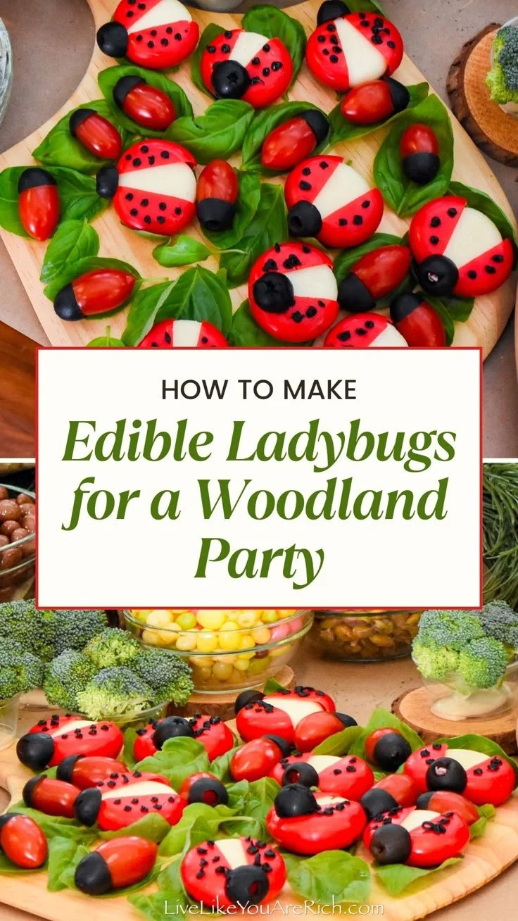 Edible ladybugs displayed as a unique dish for a woodland-themed party